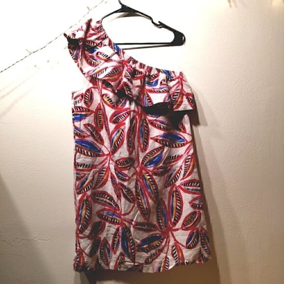 J Crew Women's M Asym Open Shoulder Floral Dress - Picture 2 of 12